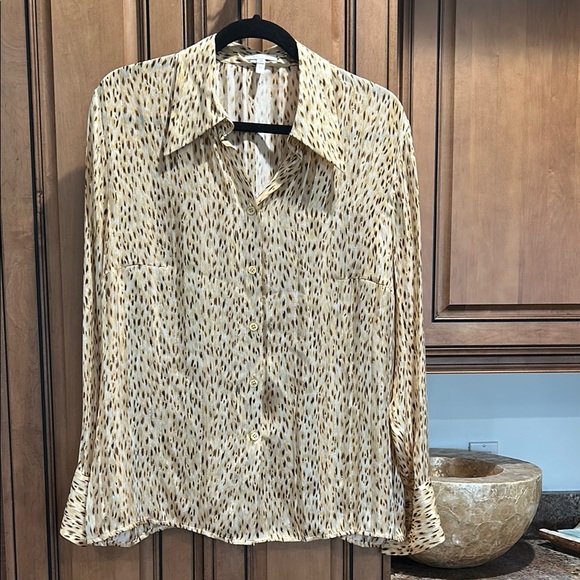 Escada Tops - Escada Beige Patterned Button Down Shirt